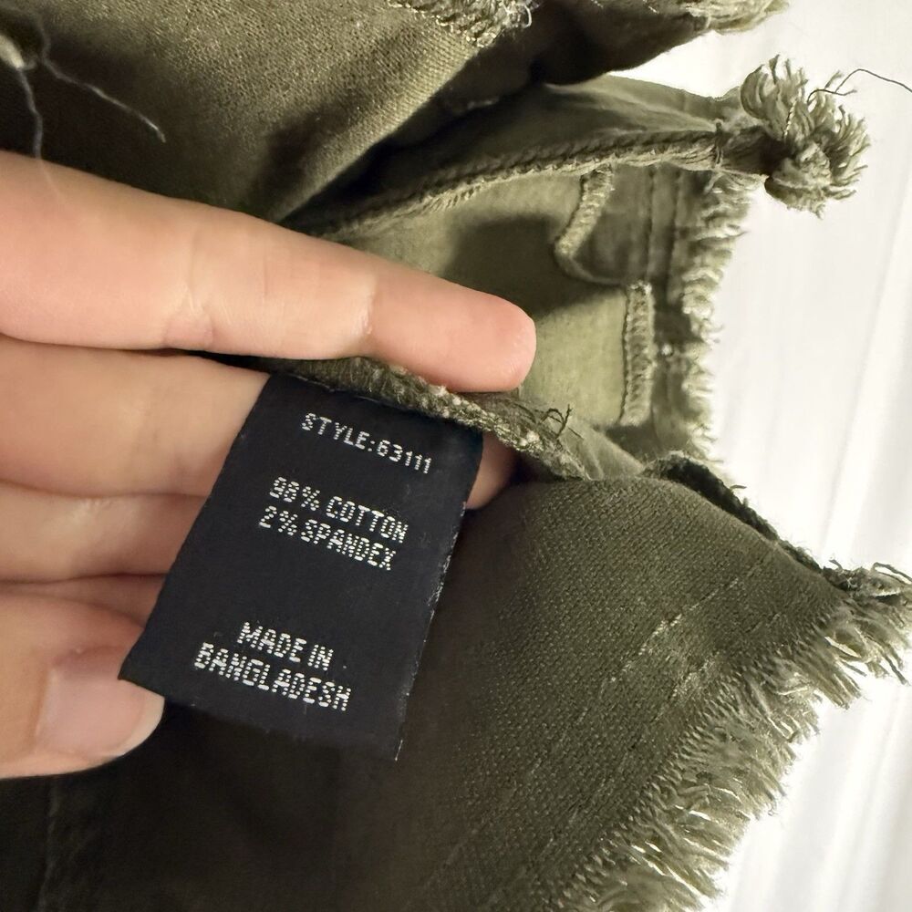 New Baccini Twill Jacket Women's Medium Green Fringe Hem Button Up Long Sleeve - Picture 7 of 11